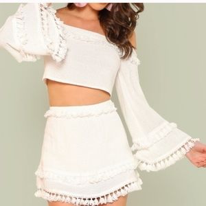 skylar + madison white tassel skirt